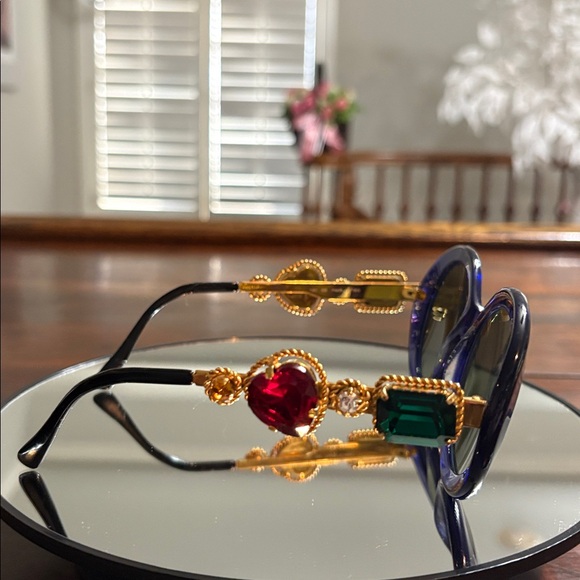 MOSCHINO BY PERSOL Vintage M253 Jeweled Sunglasses - Blue & Gold - Picture 5 of 12